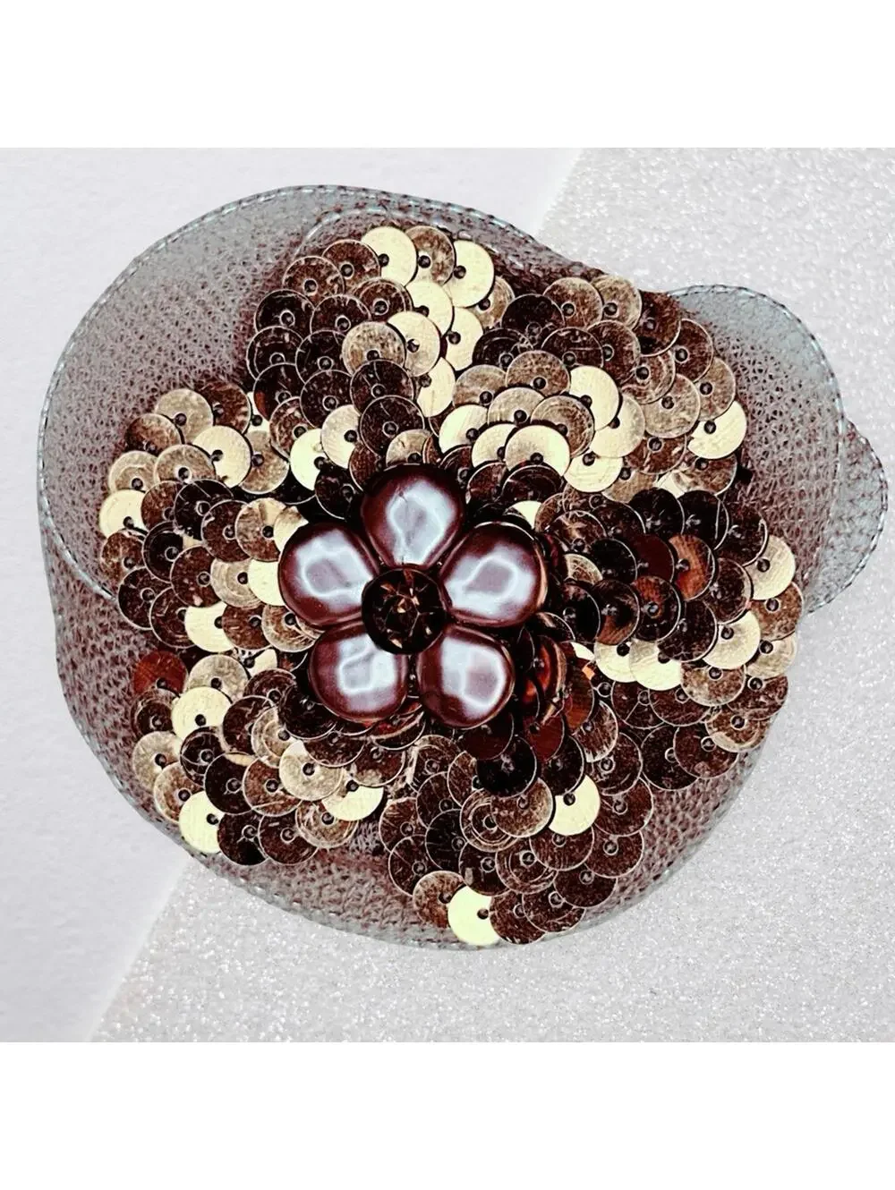 6871. Handmade Bronze Sequin Huge Brooch